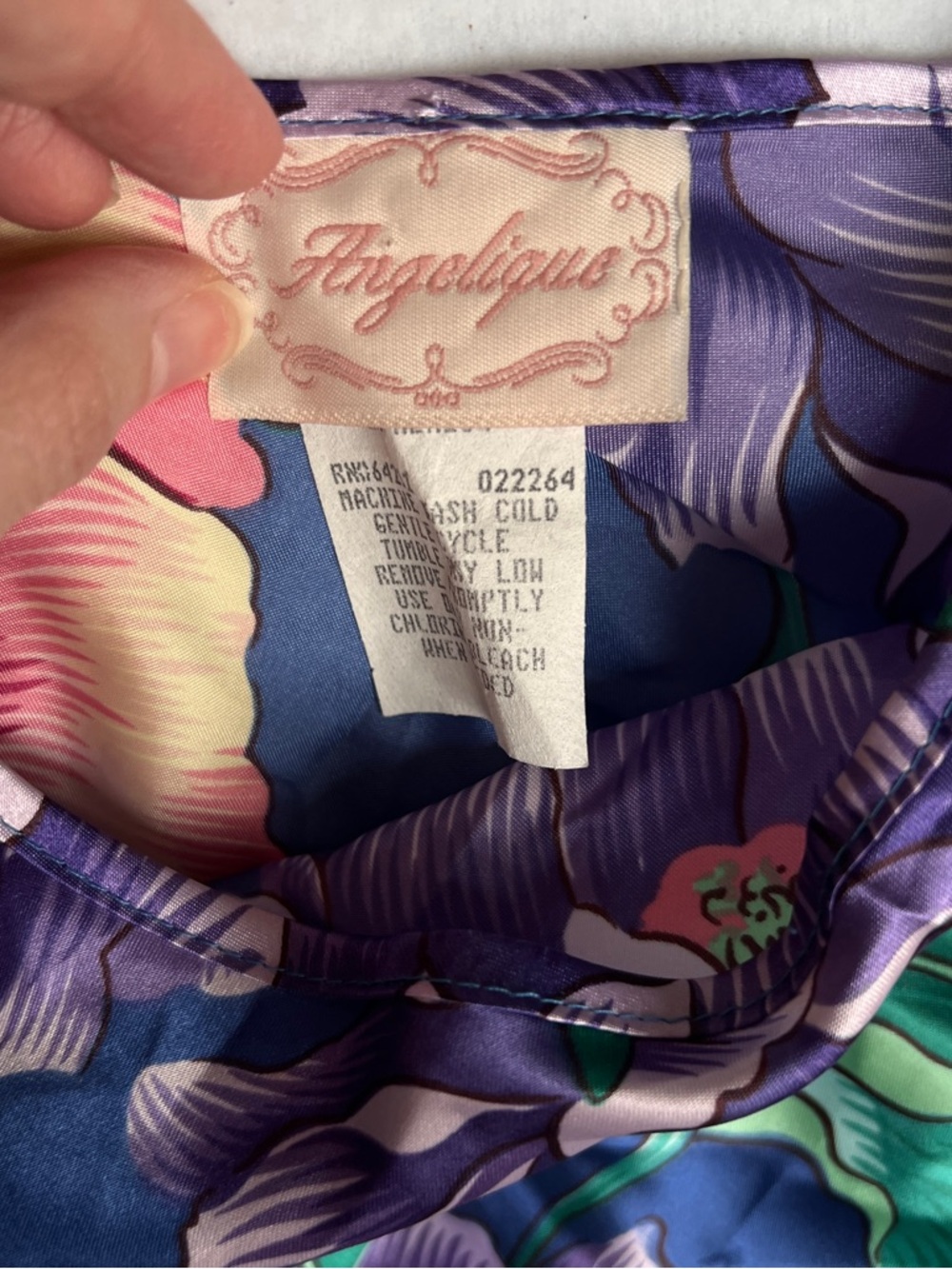 Angelique Vintage Floral Sleeveless Nightgown Botanical Purple Blue Cottagecore - Picture 3 of 5